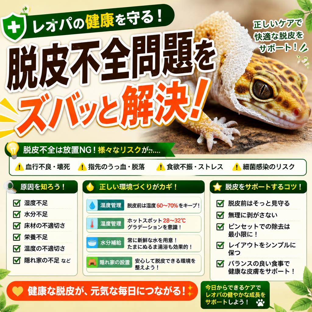 レオパの健康を守る！脱皮不全問題をズバッと解決！