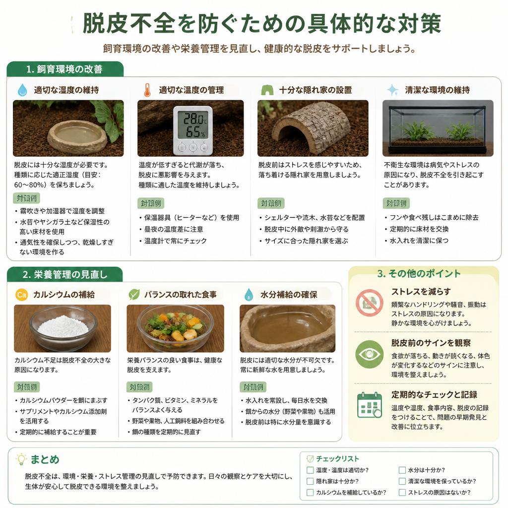 脱皮不全対策の具体策
